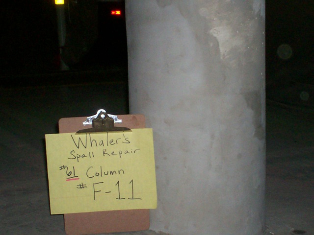 Whalers spall repair in the parking structure.
